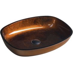 Sapho Beauty Waschbecken 54x40 cm oval Aufsatzwaschbecken braun/beige glanz TY223