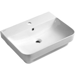 Isvea Sott Aqua Waschbecken 57.1x43.6 cm rechteckig Klassisch-Einbauwaschbecken-Aufsatzwaschbecken weiß glanz 10SQ50057