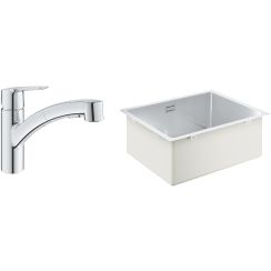 Set Edelstahlspüle Grohe K700 31574SD1, Küchenarmatur Grohe Start 30531001