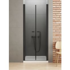 New Trendy New Soleo Black Duschtüren 120 cm aufklappbar schwarz Matte/durchsichtiges Glas D-0218A
