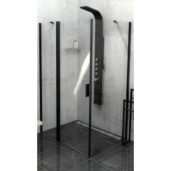 Polysan Zoom Line Black Duschwand 90 cm schwarz Matte/durchsichtiges Glas ZL3290B
