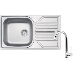 Deante Legato Waschbecken mit Wasserhahn stahl/chrom ZELA0113