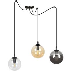 Emibig Gigi Pendelleuchte 3x10 W schwarz-transparent-bernstein-graphit 939/3