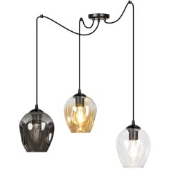 Emibig Level Pendelleuchte 3x15 W schwarz-transparent-bernstein-graphit 759/3
