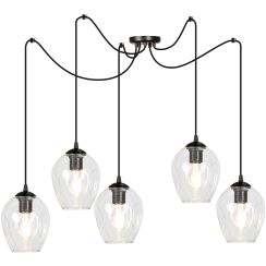 Emibig Level Pendelleuchte 5x15 W schwarz-transparent 756/5