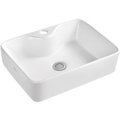 Invena Patras Waschbecken 49x38 cm rechteckig Aufsatzwaschbecken weiß glanz CE-46-001