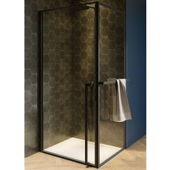 Riho Lucid Duschkabine 90x80 cm rechteckig schwarz Matte/durchsichtiges Glas G005008121