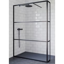 Riho Grid Duschkabine 120x30 cm schwarz Matte/Glas mit Muster G004039121