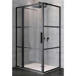 Riho Grid Duschkabine 120x90 cm rechteckig schwarz Matte/Glas mit Muster G004020121