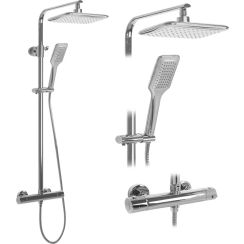 Rea Tom duschset Wand mit Thermostat mit Regenbrause chrom REA-P7100