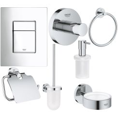 Set Toilettenbürstengarnitur Grohe Essentials 40374001, Betätigungsplatte Grohe Skate 38732000, 40367001, 40369001, 40365001, 40394001, 40364001
