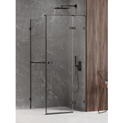 New Trendy Avexa Black Duschkabine 100x90 cm rechteckig schwarz Matte/durchsichtiges Glas EXK-2579