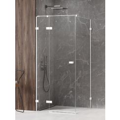 New Trendy Avexa White Duschkabine 90x80 cm rechteckig weiß Matte/durchsichtiges Glas EXK-2708