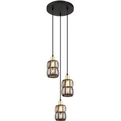 Globo Lighting Wolli Pendelleuchte 3x40 W schwarz-kristall 15761-3B