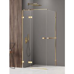 New Trendy Avexa Gold Shine Duschkabine 110x100 cm rechteckig gold Glanz/durchsichtiges Glas EXK-3183