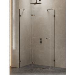 New Trendy Avexa Gunmetal Brushed Duschkabine 100x80 cm gunmetal gebürstet/durchsichtiges Glas EXK-3837