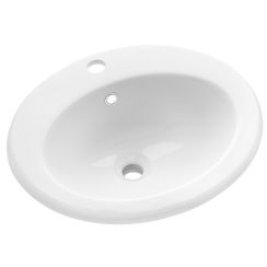 Invena Nikea Waschbecken 49.5x45.5 cm oval Einbauwaschbecken weiß glanz CE-53-001