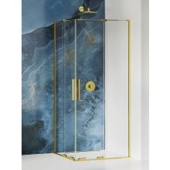 New Trendy Smart Light Gold Duschkabine 120x110 cm rechteckig gold Glanz/durchsichtiges Glas EXK-4276