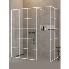 New Trendy New Modus White Walk-In Dusche 150x100 cm rechteckig weiß Matte/Glas mit Muster EXK-2311