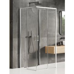 New Trendy Prime Duschkabine 90x80 cm rechteckig chrom Glanz/durchsichtiges Glas K-0898
