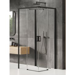 New Trendy Prime Black Duschkabine 90x80 cm rechteckig schwarz Matte/durchsichtiges Glas K-1526