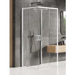 New Trendy Prime White Duschkabine 80x70 cm rechteckig weiß Matte/durchsichtiges Glas K-1088