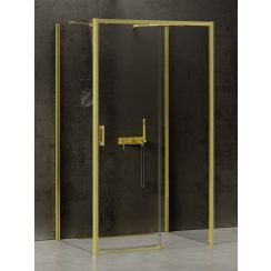 New Trendy Prime Light Gold Duschkabine 100x80 cm rechteckig gold Glanz/durchsichtiges Glas K-1129