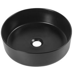 Laveo Desna Waschbecken 36x36 cm rund Aufsatzwaschbecken schwarz matte VUDB236