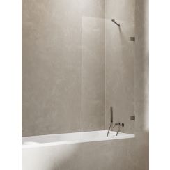 New Trendy Avexa Gunmetal Brushed Badewannenabtrennung 50 cm einteilig braun gebürstet/durchsichtiges Glas EXK-3515-WP
