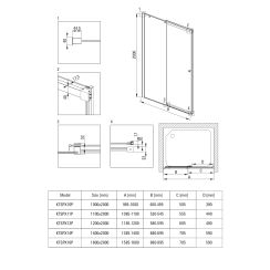 Deante Kerria Plus Duschtüren 110 cm Schiebe- schwarz Matte/durchsichtiges Glas KTSPN11P