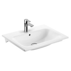 Geberit Selnova Square Waschbecken 60x48 cm rechteckig Möbel-Einbauwaschbecken weiß glanz 500.994.00.1