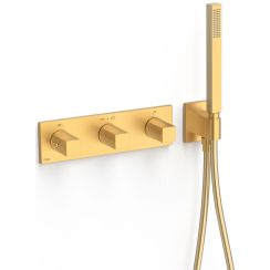Tres B-System Badewannen- und Duscharmatur Unterputz mit Thermostat gold 30725301OM
