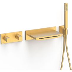 Tres B-System Badewannen- und Duscharmatur Unterputz mit Thermostat gold 30725207OM