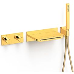 Tres B-System Badewannen- und Duscharmatur Unterputz mit Thermostat gold 30725207OR