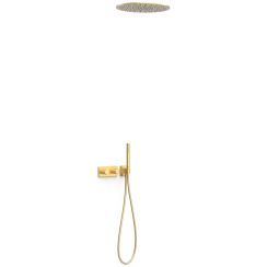 Tres B-System Duschset Unterputz mit Thermostat mit Kopfbrause gold 30735206OM