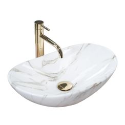 Rea Royal Waschbecken 48x30.5 cm oval Aufsatzwaschbecken grauer Stein REA-U5063