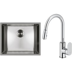 Set Edelstahlspüle Oltens Stalvask 71101100, Küchenarmatur Oltens Lista 35202100
