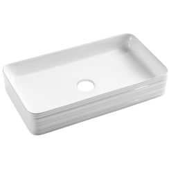 Invena Akte Waschbecken 66x38 cm rechteckig Aufsatzwaschbecken weiß glanz CE-54-P01
