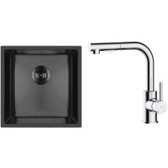 Set Edelstahlspüle Oltens Stalvask 71100300, Küchenarmatur Oltens Myvat 35205100