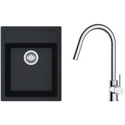 Set Tektonit-Waschbecken Franke Sirius 114.0496.104, Küchenarmatur Oltens Litla 35204100