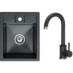 iceBerg Uno waschbecken mit wasserhahn onyx/schwarz ZZB14103BM