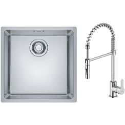 Set Edelstahlspüle Franke Maris 122.0543.995, Küchenarmatur Oltens Duf 35203100