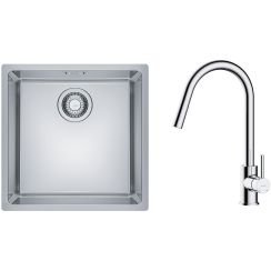 Set Stahlspüle Franke Maris 122.0543.995, Küchenarmatur Oltens Litla 35204100