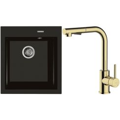 Set Küchenarmatur Oltens Myvat 35205800, Granitspüle Oltens Gravan 72001300