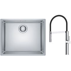 Set Stahlspüle Franke Maris 122.0543.996, Küchenarmatur Oltens Borga 35207100