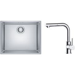 Set Edelstahlspüle Franke Maris 122.0543.996, Küchenarmatur Oltens Myvat 35205100