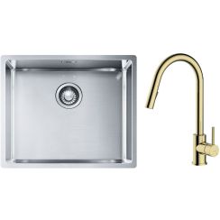 Set Stahlspüle Franke Box 127.0453.656, Küchenarmatur Oltens Litla 35204800