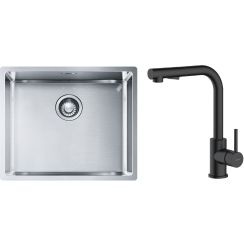 Set Edelstahlspüle Franke Box 127.0453.656, Küchenarmatur Oltens Myvat 35205300