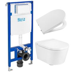 Set WC-Becken Roca Inspira A346528000, Unterputzrahmen Roca Duplo One A890070020, A80152C00B