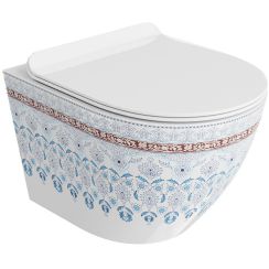 LaVita Sofi Slim WC-Becken mit Absenkautomatik-Sitz hängend Spülrandlos weiß-mehrfarbig Glanz 5900378335412